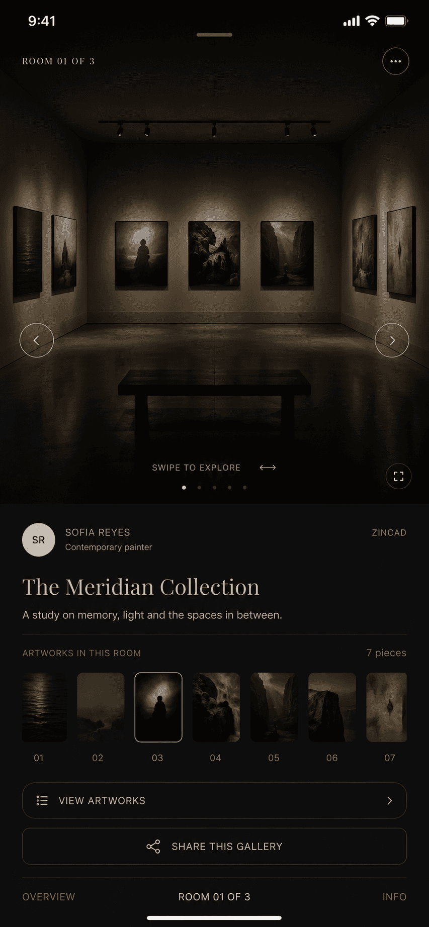 Zincad mobile gallery visitor view